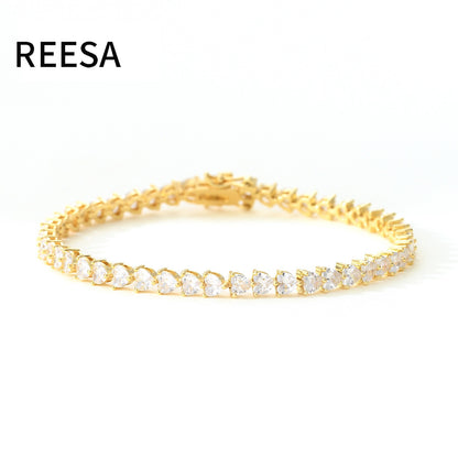 Women's tennis chain 5mm three-prong heart-shaped men's tennis bracelet hip-hop single row chain jewelry batch