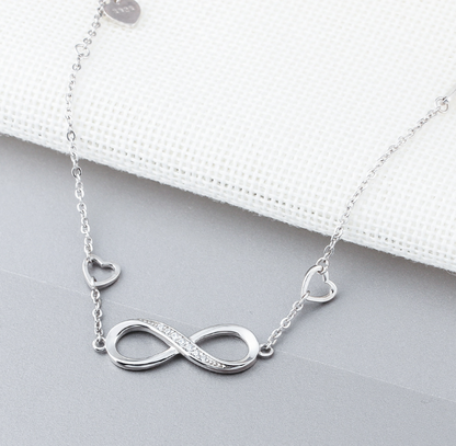 Womens 925 Sterling Silver Infinity Endless Love Symbol Charm Adjustable Bracelet for Women