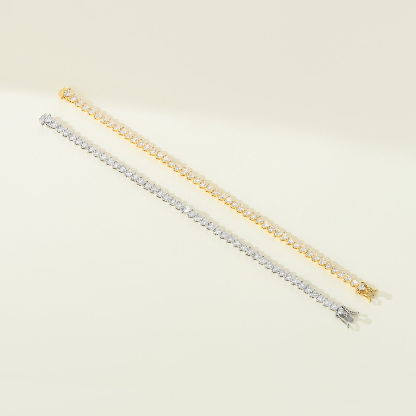 Women's tennis chain 5mm three-prong heart-shaped men's tennis bracelet hip-hop single row chain jewelry batch