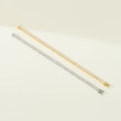 Women's tennis chain 5mm three-prong heart-shaped men's tennis bracelet hip-hop single row chain jewelry batch